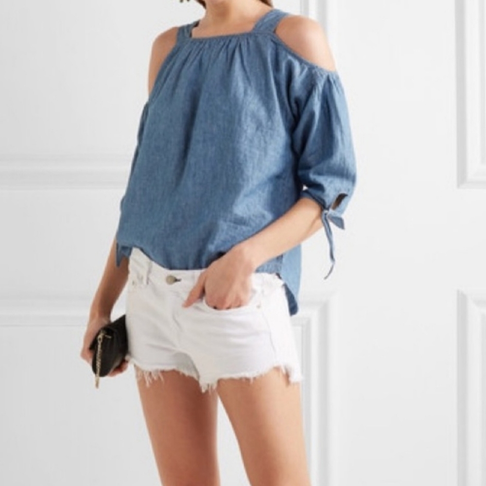 Madewell Denim Blue Cold Shoulder Blouse